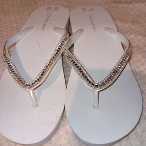 Primark White Beaded Sandals
